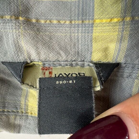 Royal Robbins Relaxed Fit Gray Yellow Plaid Button Up Shirt Short Sleeve Size M - Picture 5 of 6